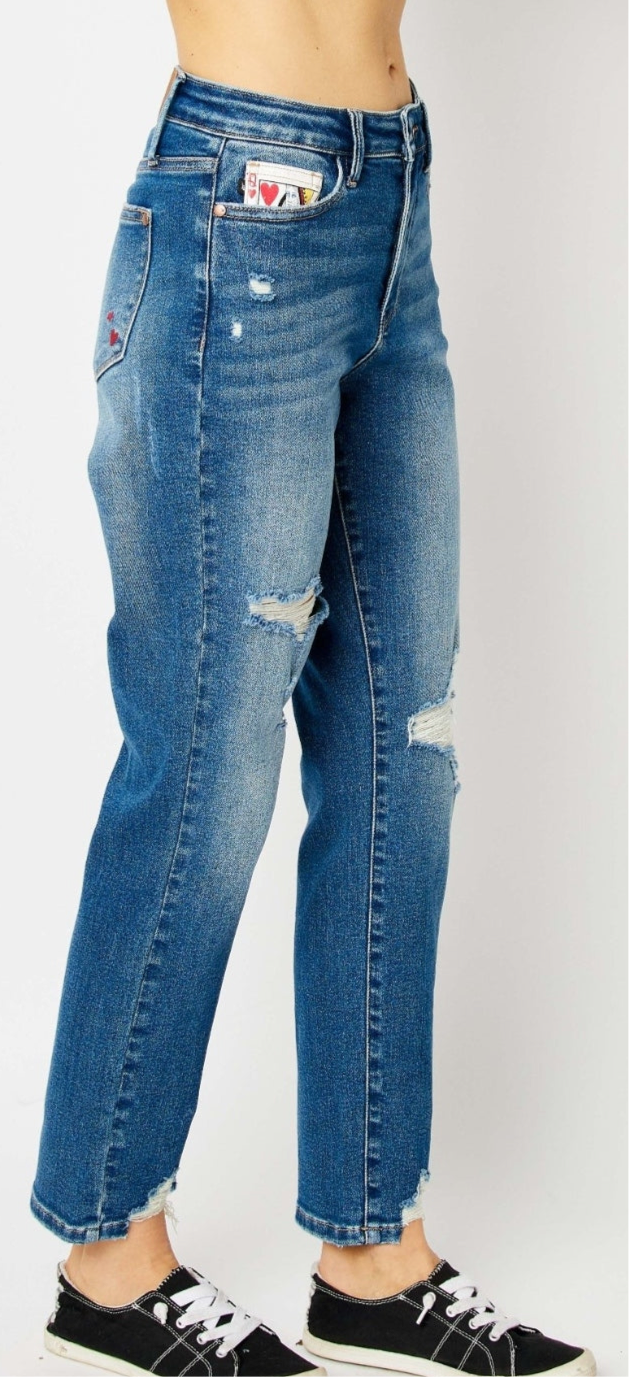 Judy Blue Full Size Distressed Slim Jeans